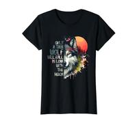 True Wolf Full Moon Love Quote Romantic Wildlife Night Value Graphic T-Shirt, Women, Black, S