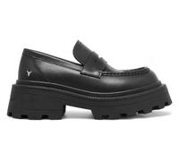 True - Women's Black Slip On Chunky Leather Loafers