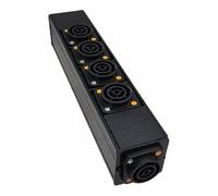 True1 5-Way Power Distribution Box, Aluminium, 5 Outlets, 110-230 Volt, 20A, 25 x 5.5 x 4.5 CM, for Event, Stage, Studio and AV Lighting