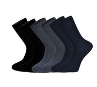 Truebuy® 6 Pairs Men's Big Foot Extra Wide Compression Diabetic 100% Cotton Socks Ideal For Swollen Legs And Feet UK Size 11-14 Comfortable And Non Slip ASSORTED Black Navy Grey