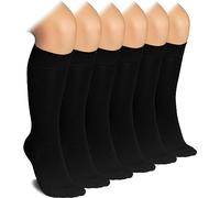 Truebuy® Back to School Kids Girls Plain Knee High Socks 3 Pairs Long Smooth Thigh Grip Knitted Cotton Rich Socks 2-15 Years (UK, Age, 11 Years, 14 Years, Regular, Black)