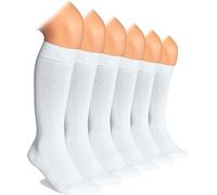 Truebuy® Back to School Kids Girls Plain Knee High Socks 3 Pairs Long Smooth Thigh Grip Knitted Cotton Rich Socks 2-15 Years (White)