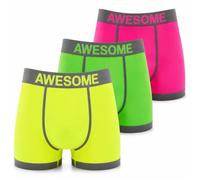 Truebuy Men's Boxer Shorts 3 Pack Seamless Stretch Boxer Briefs Soft Waistband Men's Underwear Multipack Neon Colour Everyday Wear Sports Trunks Comfortable Fit (S)
