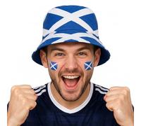 Truebuy Reversible Hat - Scottish Football Fan Gift Soft Wool Lightweight One Size Birthday Christmas Festival Accessory (White Cross)