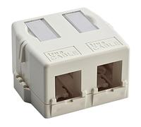 trueCABLE 2 Port Surface Mount Box, UL Listed, Three Way Mount for HD Keystone Jacks and Couplers, Universally Compatible with Modular Ethernet, Coaxial, and Optical Fiber Keystones, 1 Pack, White