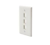trueCABLE 3 Port Single Gang Keystone Wall Plate, UL Listed, Low Profile Design, Universally Compatible with Modular Ethernet, A/V, Coaxial, and Optical Fiber Keystones, 1 Pack, Matte White