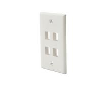 trueCABLE 4 Port Single Gang Keystone Wall Plate, UL Listed, Low Profile Design, Universally Compatible with Modular Ethernet, A/V, Coaxial, and Optical Fiber Keystones, 1 Pack, Matte White