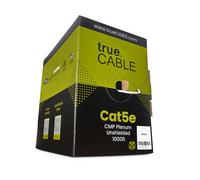 trueCABLE Cat5e Plenum (CMP), 1000ft, White, 24AWG 4 Pair Solid Bare Copper, 350MHz, ETL Listed, Unshielded Twisted Pair (UTP), Bulk Ethernet Cable