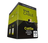 trueCABLE Cat5e Riser (CMR), 1000ft, Gray, 24AWG 4 Pair Solid Bare Copper, 350MHz, PoE++ (4PPoE), ETL Listed, Unshielded Twisted Pair (UTP), Bulk Ethernet Cable