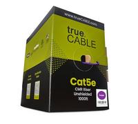trueCABLE Cat5e Riser (CMR), 1000ft, Purple, 24AWG 4 Pair Solid Bare Copper, 350MHz, ETL Listed, Unshielded Twisted Pair (UTP), Bulk Ethernet Cable