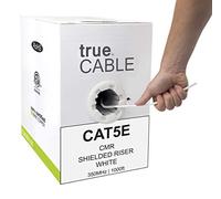 trueCABLE Cat5e Shielded Riser (CMR), 1000ft, White, 24AWG Solid Bare Copper, 350MHz, ETL Listed, Overall Foil Shield (FTP), Bulk Ethernet Cable