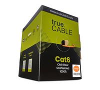 trueCABLE Cat6 Riser (CMR), 1000ft, Orange, 23AWG 4 Pair Solid Bare Copper, 550MHz, PoE++ (4PPoE), ETL Listed, Unshielded Twisted Pair (UTP), Bulk Ethernet Cable