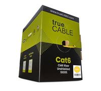 trueCABLE Cat6 Riser (CMR), 1000ft, Yellow, 23AWG 4 Pair Solid Bare Copper, 550MHz, PoE++ (4PPoE), ETL Listed, Unshielded Twisted Pair (UTP), Bulk Ethernet Cable