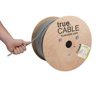trueCABLE Cat6A Riser (CMR), 1000ft, Gray, 23AWG 4 Pair Solid Bare Copper, 750MHz, PoE++ (4PPoE), ETL Listed, Unshielded Twisted Pair (UTP), Bulk Ethernet Cable