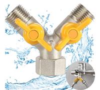 truee 1159820 3-Way Y-Splitter Piece, 1/2 Inch Switch Valve Made of Brass, Y Splitter Valve with 2 Independent Valves, Taps Splitter Garden Hose, for Washing Machine Garden Hose