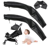 truee 2 pieces baby pram handle cover, universal handle, dustproof PU leather, PU leather, pram armrest, suitable for most prams (black)