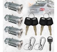 Truee 4pcs Lock Cores for Thule, Lock Cylinder Compatible with Thule Racks, Silver Lock Cores with Key, Hook and Storage Bag Compatible with Thule Lock Cylinder Spare Parts