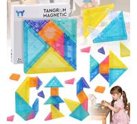 Truee Tangram Magnetic, Travel Tangram Puzzle, 3D Magnetic Pieces Kids Montessori, Educational Game, Brain Exercise, for Kids 2-8 Years Old