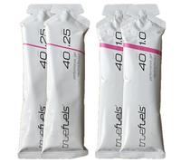 TrueFuels High Performance Sports Energy Gels With Carbohydrates & Electrolytes - Endurance Fuel For Sustained Energy - 40g Carbs with 0.25g or 1g Salt - Informed Sport (4 Pack, Neutral (Variety))