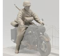 TRUEGRIS 1/16 WWII German Cavalry Resin Model Kit Unpainted and Unassembled Resin Soldier Model (Motorcycle Not Included) //L6b4J1