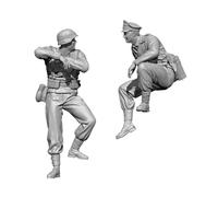 TRUEGRIS 1/35 World War II German Soldier Resin Soldier Model Kit Unpainted and Unassembled Resin Model Kit (2 Figures) //v7S5L8