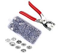 TRUEIN 150PCS Metal Press Studs Without Sewing, 5 Claw Snap Fastener Kit, Silver, Stainless Steel, DIY Craft, Sewing, Fabric Items