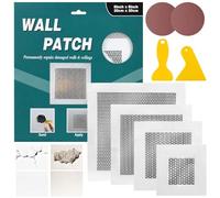 TRUEIN 16 PCS Wall Patch Repair Kit, 2/4/6/8 inch Self-Adhesive Aluminium Mesh Patches, with Scrapers and 2 Sheets Sandpaper, for Drywall, Plasterboard, Ceiling Holes - Easy Fix for Walls and Ceilings