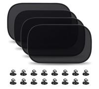 TRUEIN Car Window Shades for Baby, 4 Pack Car Sun Shade with 16 Pcs Suction Cups, with UV Protection Universal Blocking Harmful UV Rays Sun Glare Heat for Baby Kids Children Adults Pets (54 x 36 cm)