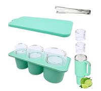 TRUEIN Ice Cube Tray for Stanley, Ice Cube Trays with Lids and Ice Clip Tong for 20/30/40 Oz Tumblers, 3 Hollow Cylinder Silicone Ice Cube Moulds for Chilling Whiskey Cocktail Drink Coffee