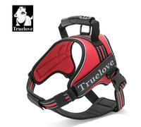 Truelove Reflective Dog Harness with Solid PVC Handle, Red, L | Detachable Chest Pad, Removable Reflective Patch, No-Choke, Adjustable, Breathable, Easy Wearing, Training & Walking, TLH5753