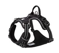 Dog Harness No Pull Adjustable Reflective Step-in Soft Nylon For Small Large Pet TLH56512(L, Black)