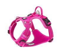 Dog Harness No Pull Adjustable Reflective Step-in Soft Nylon For Small Large Pet TLH56512(L, Fuchsia)
