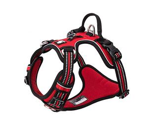 Truelove No-Pull No Overhead Reflective Dog Harness,Red, XS | Side Release Neck Buckle, Adjustable, Easy to Wear, 2 Lead Rings, Outdoor Walking, For Small Medium Large Dogs, TLH56512