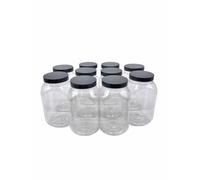 Truenova 10 X 995Ml Square Plastic Storage Jars Kitchen/garage Organisation & Silver Lids