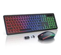 Trueque Wireless Keyboard and Mouse Combo - RGB Backlit, Rechargeable & Light Up Letters, Full-Size, Ergonomic Tilt Angle, Sleep Mode, 2.4GHz Quiet Keyboard Mouse for Mac, Windows, Laptop, PC,