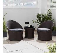 Trueshopping 3 Piece Rattan Bistro Garden Egg Set - Charcoal