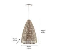 Trueshopping Wicker Rattan Basket Pendant Light - Large