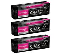 Truesmile Charcoal Mint Toothpaste with Activated Carbon and Toothbrush Set, 3 x 100ml Trio Set