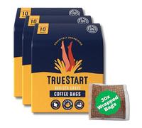TrueStart Coffee Bags, Smooth Energising Colombian, 3 Pack, 30 Loose Bags | Quick Steep, Individually Wrapped, Medium Roast 100% Colombian Arabica - Mycotoxin-Free & Antioxidant Rich Coffee
