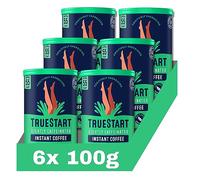 TrueStart Instant Coffee - Barista Grade Lightly Caffeinated, Full Flavour Freeze Dried, 50:50 Colombian & Brazilian Arabica, Mycotoxin-Free & Antioxidant Rich Half Caf Coffee - 100g, 6 Pack, 330 Cups
