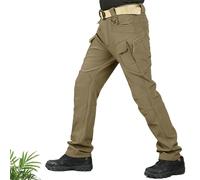 Truetailor Fleece Lined Waterproof Utility Trousers True Tailor Work Pants Insulated Mens Hiking Cargo Tactical Hunting Pants (Khaki,M)