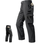 Truetailor Fleece Lined Waterproof Utility Trousers, True Tailor Work Pants Men Insulated Hiking Hunting Tactical Cargo Pants (Black,M)