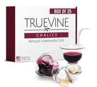 TrueVine Chalice Prefilled Communion Cups and Wafer Set - Prefilled Communion Cups With Bread & Juice - Fresh, Easy-Open Communion for Your Service (25 Chalices)
