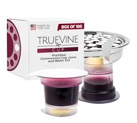 TrueVine Cup Prefilled Communion Cups and Wafer Set Top and Bottom - Bread & Juice Sets (100 Count (Pack of 1))
