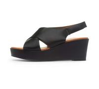 TRUFFLE Collection Lola Womens Black Wedge Sandal - Size 7 UK - Black