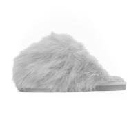 TRUFFLE Collection Mia Womens Grey Fluffy Slipper - Size S - Grey