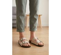 Truffle Collection Women's Flat Open Toe Sandals Slip On Microfibre Summer Shoes in Stone | Size: 5 Truffle Collection Stone 5