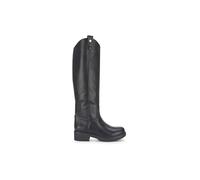TRUFFLE COLLECTION Womens Knee High Boots Slip On Polyurethane Round Toe Block Heel Shoes Black PU 5