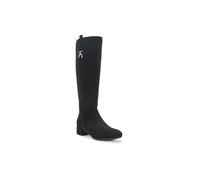TRUFFLE COLLECTION Womens Knee High Boots Zip Microfibre Almond Toe Block Heel Shoes Black Micro 5