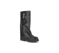 TRUFFLE COLLECTION Womens Mid-Calf Boots Slip On Polyurethane Round Toe Block Heel Shoes Black PU 4